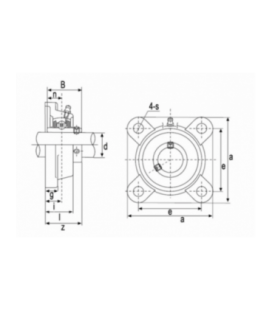 PALIER CARRE 4 TROUS A FLASQUE SERRAGE VIS POINTEAU SERIE UCF200