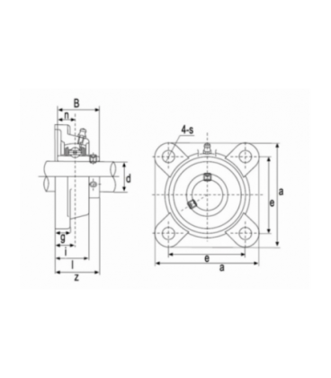 PALIER CARRE 4 TROUS A FLASQUE SERRAGE VIS POINTEAU SERIE UCF200