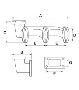 COLLECTEUR D'ECHAPPEMENT 2 CYLINDRES ADAPTABLE FORD DEXTA MOTEUR PERKINS 81718231 81718232 957E9430A