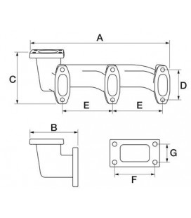 COLLECTEUR D'ECHAPPEMENT ADAPTABLE PERKINS AD3.152 ET MASSEY FERGUSON 37781341 734874M1