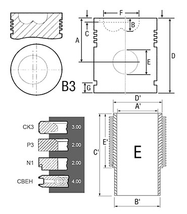 KIT CHEMISE PISTON (AXE D 32) SEGMENTS ADAPTABLE RENAULT 7701200356