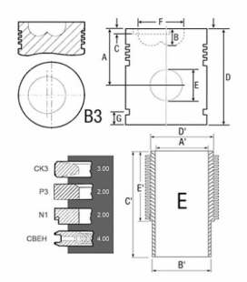 KIT CHEMISE PISTON (AXE D 35) SEGMENTS ADAPTABLE RENAULT 7701023379