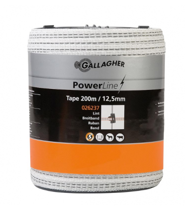 RUBAN POWERLINE 12.5MM BLANC GALLAGHER 200 METRES