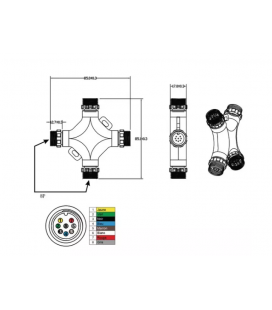 DEMULTIPLICATEUR EN CROIX 4 CONNEXIONS RAPIDES MALES 8 PIN