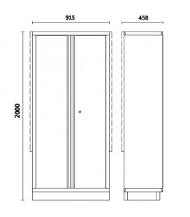 ARMOIRE À OUTILS EN TÔLE DEUX PORTES AVEC SUPPORT POUR LA COMBINAISON D'ÉQUIPEMENTS D'ATELIER C45PRO 045000481