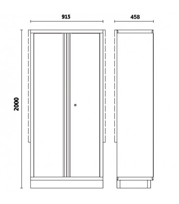 ARMOIRE À OUTILS EN TÔLE DEUX PORTES AVEC SUPPORT POUR LA COMBINAISON D'ÉQUIPEMENTS D'ATELIER C45PRO 045000481