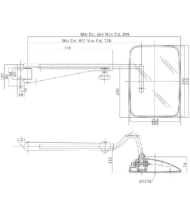 RETROVISEUR GAUCHE COMPLET AVEC BRAS ADAPTABLE DEUTZ SAME HURLIMANN LAMBORGHINI LANDINI 3661369M91 04424770 044247704