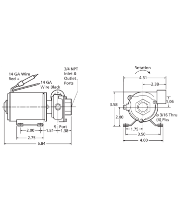 POMPE ÉLECTRIQUE 12V DE TRANSFERT 9700S 72L/MIN 0,48 BAR SPECIALE ENGRAIS LIQUIDE