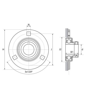 PALIER 3 TROUS ROND FLASQUES TOLE AVEC ROULEMENT OSCILLANT A BAGUE EXCENTRIQUE SERIE ESPF