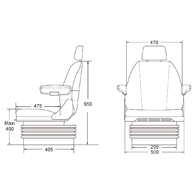 SIEGE 24V D7060 SUSPENSION PNEUMATIQUE TISSU GRIS SPECIAL TRAVAUX PUBLICS SEARS SEATING