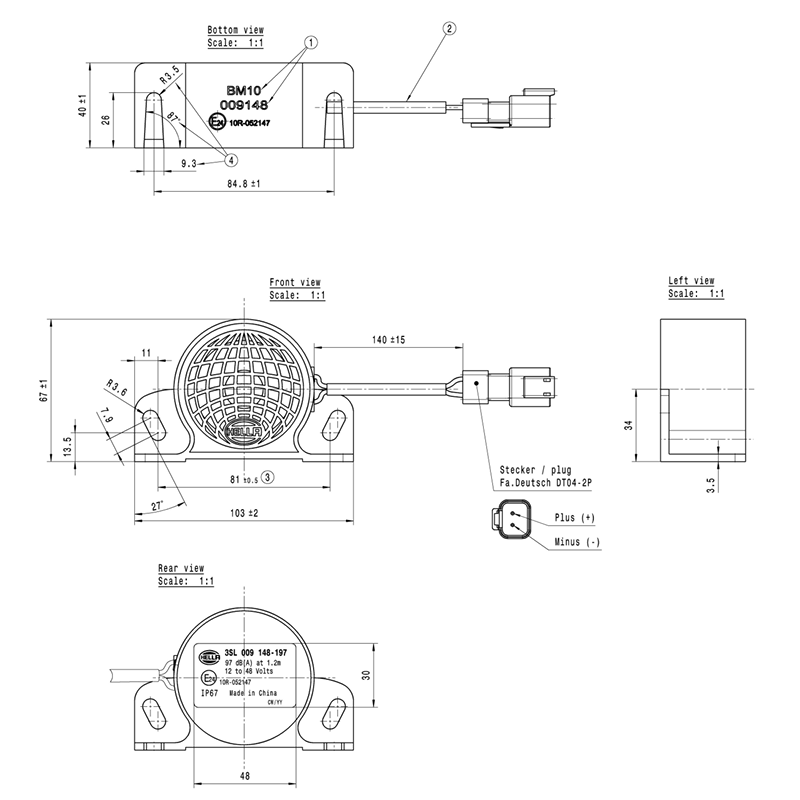 ALARME 12-48V DE RECUL MARQUE "HELLA"