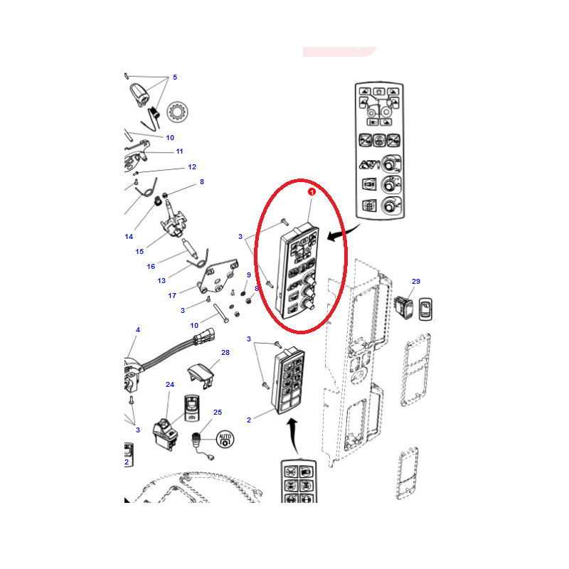 PANNEAU DE CONTROLE LATERAL ADAPTABLE MASSEY FERGUSON ACW1065700