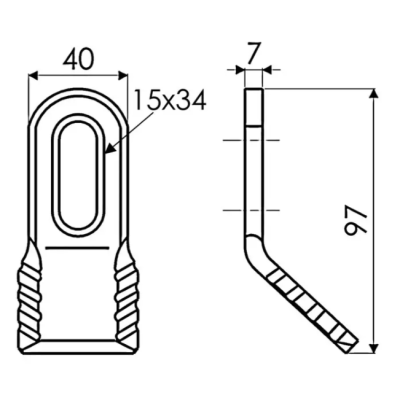 FLEAU DE DEBROUSSAILLEUSE RAVAGEUR 35X8X97 MM TROU 14,5X35,7 MM FG000130