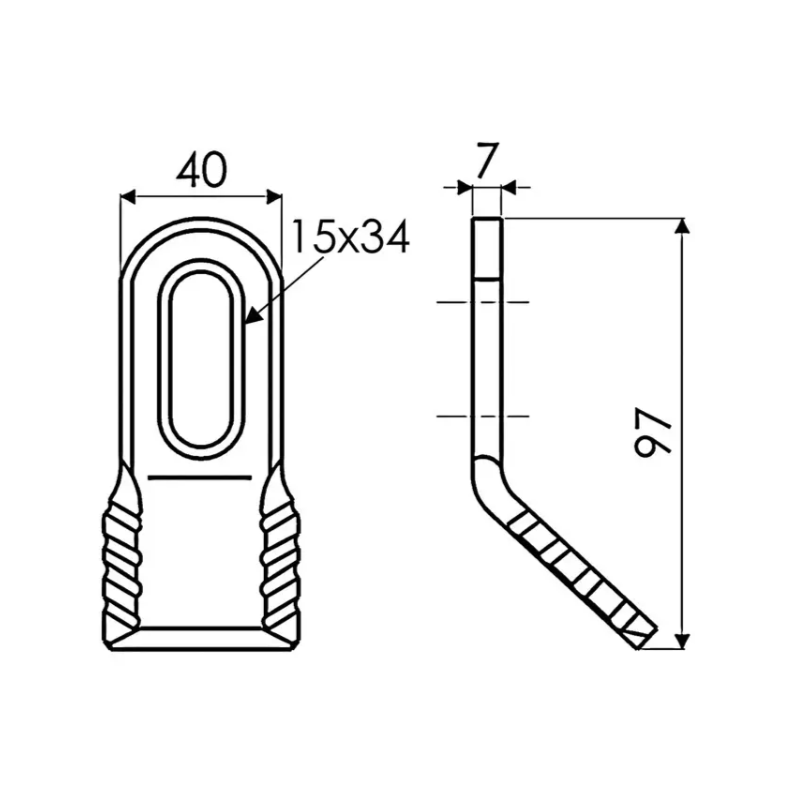 FLEAU DE DEBROUSSAILLEUSE RAVAGEUR 35X8X97 MM TROU 14,5X35,7 MM FG000130