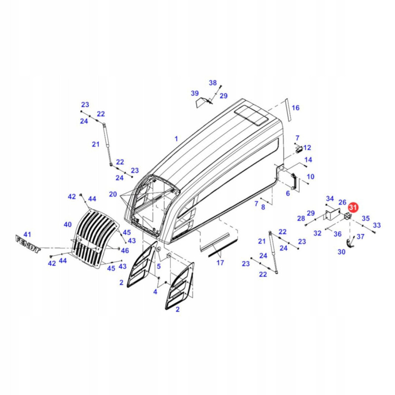 SUPPORT DE VERROUILLAGE DE CAPOT MOTEUR ADAPTABLE FENDT 117501021070