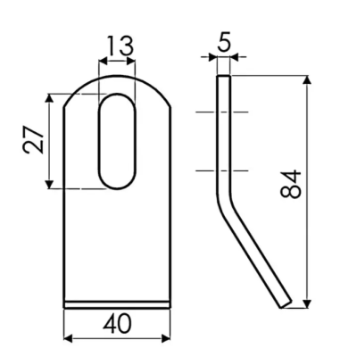 FLEAU DE DEBROUSSAILLEUSE BISEAUTE 40X5X84 MM TROU 13X27 MM