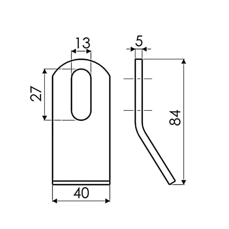 FLEAU DE DEBROUSSAILLEUSE BISEAUTE 40X5X84 MM TROU 13X27 MM