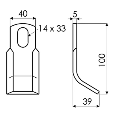 FLEAU DE DEBROUSSAILLEUSE RENFORCE 40X5X100 MM TROU 14X33 MM