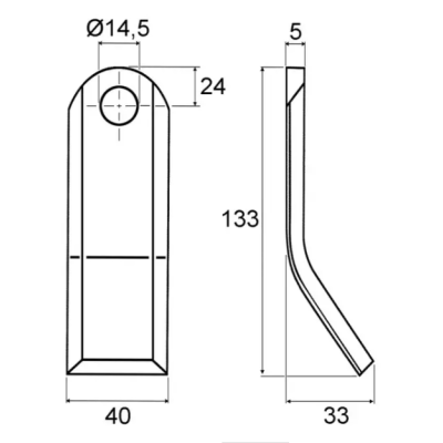 FLEAU DE DEBROUSSAILLEUSE ENTRETIEN 40X5X133 MM TROU 14,5X34 MM