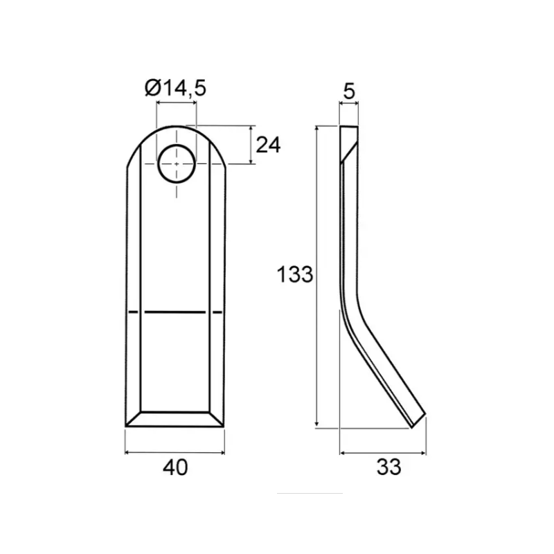 FLEAU DE DEBROUSSAILLEUSE ENTRETIEN 40X5X133 MM TROU 14,5X34 MM