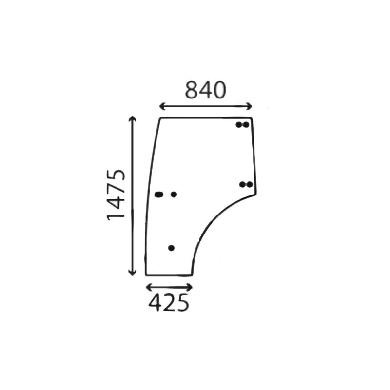 VITRE DE PORTE GAUCHE ADAPTABLE MASSEY FERGUSON VA064555, VA401121, 64555