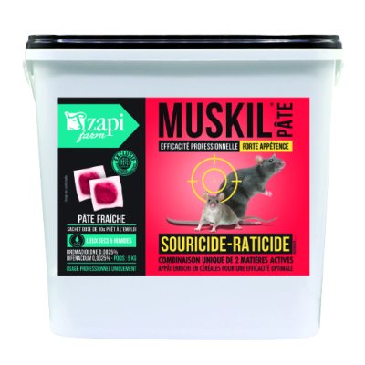 RATICIDE SOURICIDE FROUDROYANT BI-COMPOSANT PRO MUSKIL PATE SEAU DE 5