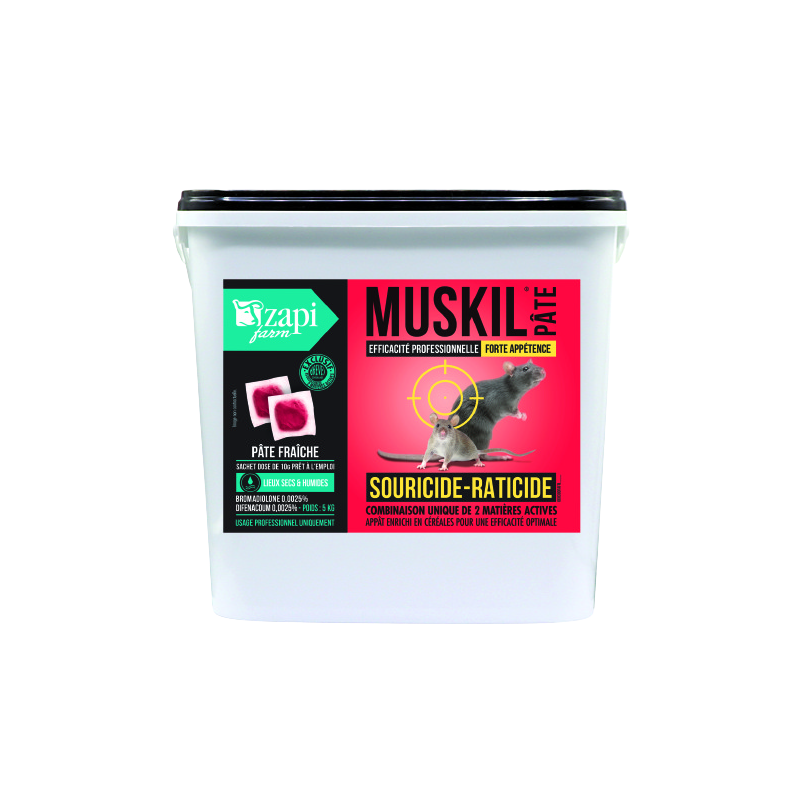 RATICIDE SOURICIDE FROUDROYANT BI-COMPOSANT PRO MUSKIL PATE SEAU DE 5