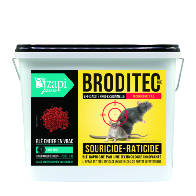 RATICIDE SOURICIDE BRODITEC BLE ENTIER VRAC AU BROFIFACOUM SEAU DE 5 K