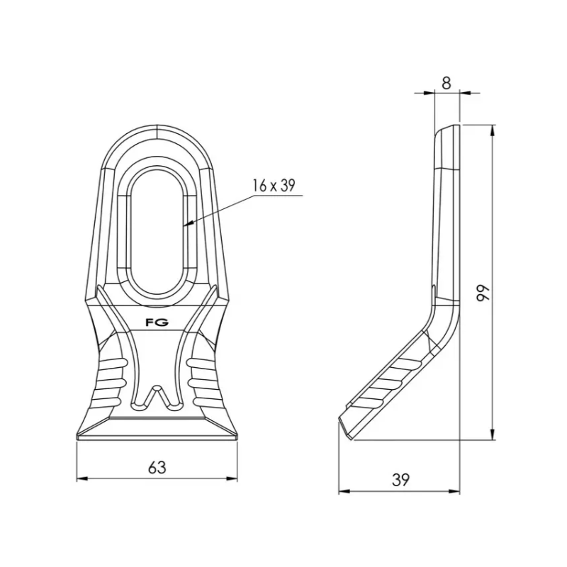 FLEAU DE DEBROUSSAILLEUSE MAXI MILLENIUM 50X8X99 MM TROU 16X36 MM FG000050